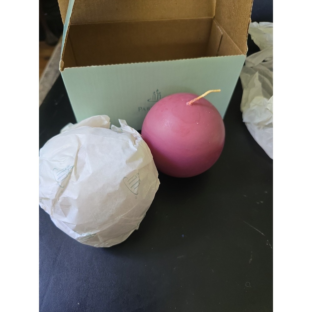 PartyLite Mulberry Frosted 3" Ball Sphere Candle Set Of 2 New Q3629 3363